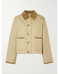 Burberry - Cotton-Corduroy-Trimmed Quilted Shell Jacket - Lyst