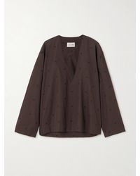 The Attico - Embroidered Cotton-Blend Poplin Blouse - Lyst