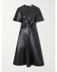 Altuzarra - Kirsty Wrap-Effect Paneled Leather Midi Dress - Lyst