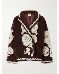 FARM Rio - Double-Breasted Floral-Appliquéd Brushed Fleece Jacket - Lyst