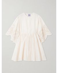 Thierry Colson - Basil Scalloped Broderie Anglaise Cotton And Silk-Blend Mini Dress - Lyst