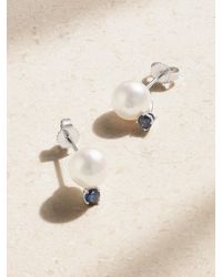 Mikimoto - Ohrringe Aus 18 Karat Weißgold Mit Perlen Und Saphiren - Lyst