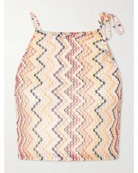 Missoni - Cropped Gathered Striped Mesh Halterneck Top - Lyst