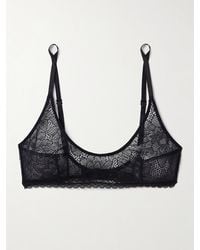 Kiki de Montparnasse - Dahlia Tulle-Trimmed Stretch-Lace Soft-Cup Bra - Lyst