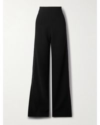 Sergio Hudson - Silk Satin-Trimmed Wool-Blend Crepe Wide-Leg Pants - Lyst