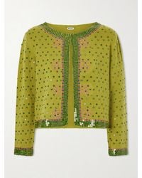 Bode - Fairy Floss Cropped Embellished Wool And Cashmere-Blend Cardigan - Lyst