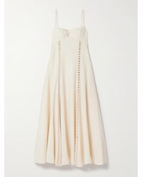 Johanna Ortiz - Catamaran Ventures Crochet-Trimmed Embroidered Linen Midi Dress - Lyst