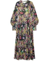 ROTATE BIRGER CHRISTENSEN Open-back Floral-print Crepe Maxi Dress - Green
