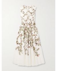 Giambattista Valli - Pleated Floral-Print Cotton-Poplin Midi Dress - Lyst