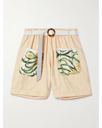 Thank You Have A Good Day - Belted Printed Cloqué-Trimmed Cotton-Jacquard Shorts - Lyst