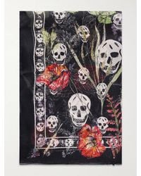 McQueen - Printed Silk-Voile Scarf - Lyst