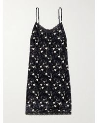 R13 - Lace-Trimmed Printed Velvet Mini Dress - Lyst