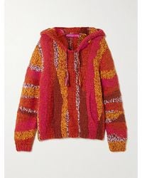 The Elder Statesman - Tasseled Striped Organic Cotton-Bouclé Hoodie - Lyst