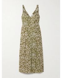 La Ligne - Joelle Printed Silk-Charmeuse Midi Dress - Lyst
