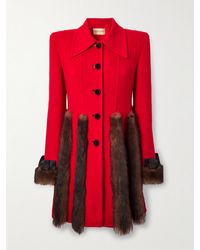 Valentino Garavani - Bow-Detailed- Shearling-Trimmed Cashmere Coat - Lyst