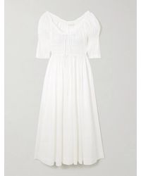 Doen - Ischia Shirred Organic Cotton-Blend Voile Midi Dress - Lyst