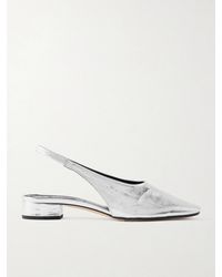 Aeyde - Dua Metallic Crinkled-Leather Slingback Pumps - Lyst