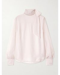 Brunello Cucinelli - Blouse En Organza De Soie À Col Noué - Lyst