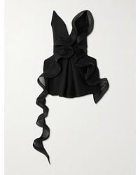 Maticevski - Mozart Strapless Asymmetric Ruffled Pleated Wool And Silk-Blend Top - Lyst
