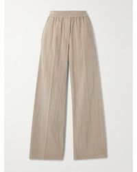 Brunello Cucinelli - Pantalon Large En Velours De Coton Mélangé Côtelé À Fronces - Lyst