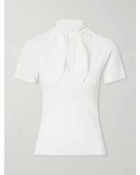Max Mara - Tie-Detailed Ribbed-Knit T-Shirt - Lyst