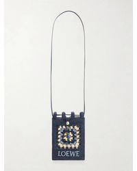 Loewe - Paula's Ibiza Logo-Embroidered Leather-Trimmed Crocheted Raffia Bucket Bag - Lyst