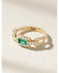 David Yurman - Bague En Or 18 Carats (750/1000) Diamants Et Émeraude Stax - Lyst