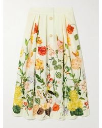 Cara Cara - Marge Midirock Aus Baumwollpopeline Mit Zierknöpfen, Blumenprint Und Falten - Lyst