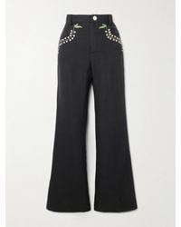 Alix Of Bohemia - Bunny Embroidered Wool-Twill Flared Pants - Lyst