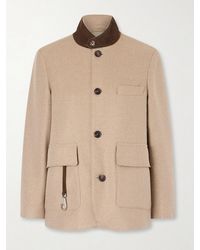 Loro Piana - Suede-Trimmed Silk-Tweed Jacket - Lyst