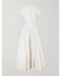 Brunello Cucinelli - Pleated Cotton-Blend Poplin Maxi Dress - Lyst