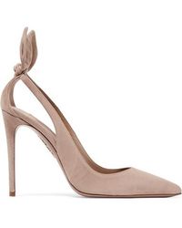 Aquazzura Deneuve 105 Bow-embellished Suede Court Shoes - Multicolour
