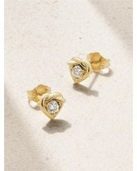 STONE AND STRAND - Boucles D'Oreilles En Or 10 Carats (416/1000) Et Diamants Tie The Knot - Lyst