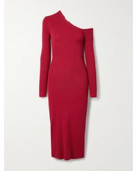 STAUD - Lois Off-The-Shoulder Ribbed-Knit Midi Dress - Lyst