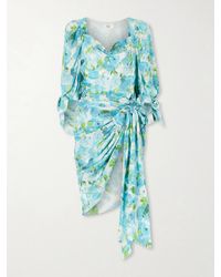 Chloé - Draped Floral-Print Silk Mini Dress - Lyst