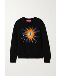 The Elder Statesman + Land Gallery Jacquard-knit Cashmere Sweater - Black