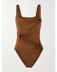 Maygel Coronel - Gemma Appliquéd Ruched Swimsuit - Lyst