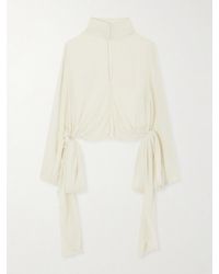 Alaïa - Knotted Crepe De Chine Blouse - Lyst