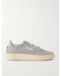 Autry - Easyknit Suede-Trimmed Metallic Knitted Sneakers - Lyst