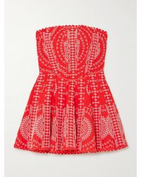 Charo Ruiz - Clem Strapless Broderie Anglaise Cotton-Blend Mini Dress - Lyst