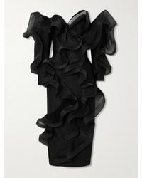 Maticevski - Stem Wave Strapless Ruffled Pleated Wool And Silk-Blend Midi Dress - Lyst