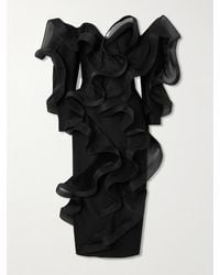 Maticevski - Stem Wave Strapless Ruffled Pleated Wool And Silk-Blend Midi Dress - Lyst