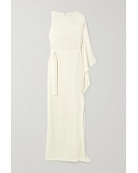 Halston Robe Du Soir Asymétrique En Crêpe - Blanc