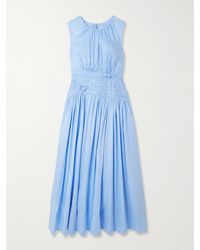 Aje. - Agatha Midikleid Aus Baumwollpopeline Mit Raffungen Und Knoten - Lyst