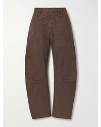 Nili Lotan - Shon Brushed Stretch-Cotton Twill Barrel-Leg Pants - Lyst