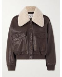 Sea - Lenoir Bomberjacke Aus Leder Mit Shearling-Besatz - Lyst