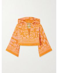 Zimmermann - Solstice Hooded Cropped Jacquard-Knit Cotton-Terry Top - Lyst