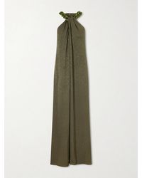 JOSEPH - Embellished Silk-Jacquard Halterneck Maxi Dress - Lyst
