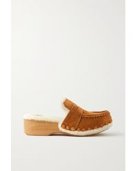 Chloé Joy Shearling-lined Suede Clogs - Brown