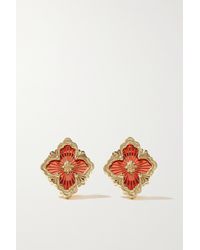 Buccellati Opera Tulle 18-karat Gold Enamel Earrings - Metallic